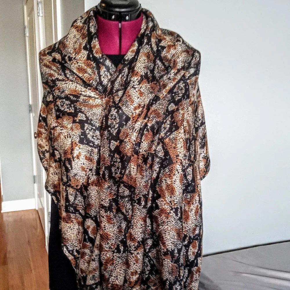 Bijoux Terner Fringe Snakeskin Print Pashmina Wrap NWT